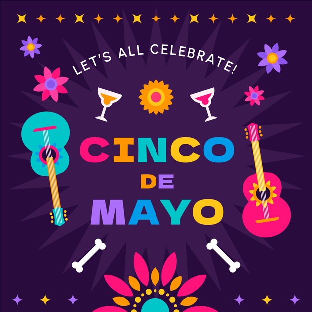 Illustrazione di cinco de mayo piatto