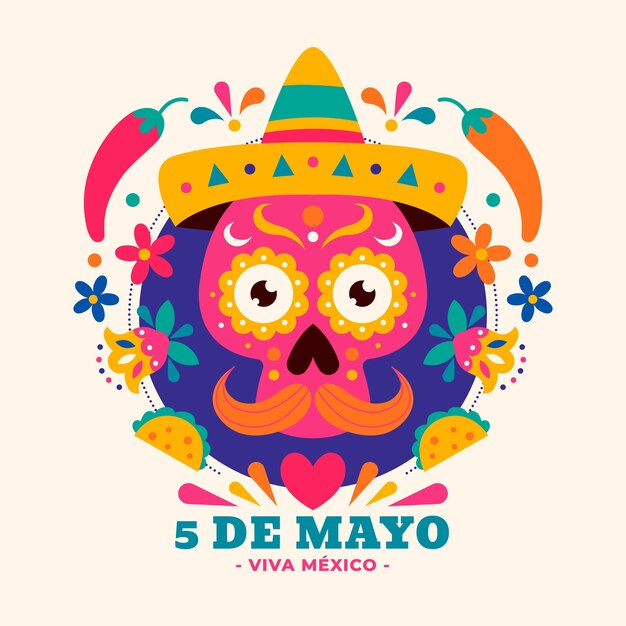 플랫 cinco de mayo 그림