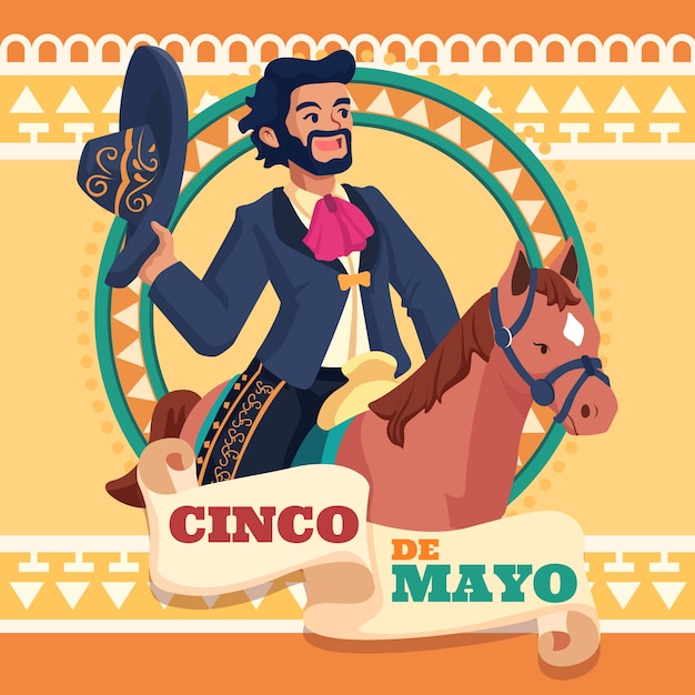 Illustrazione di cinco de mayo piatto