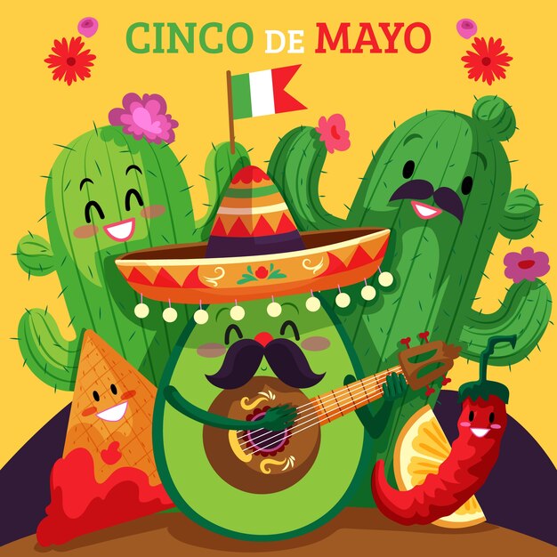 플랫 cinco de mayo 그림