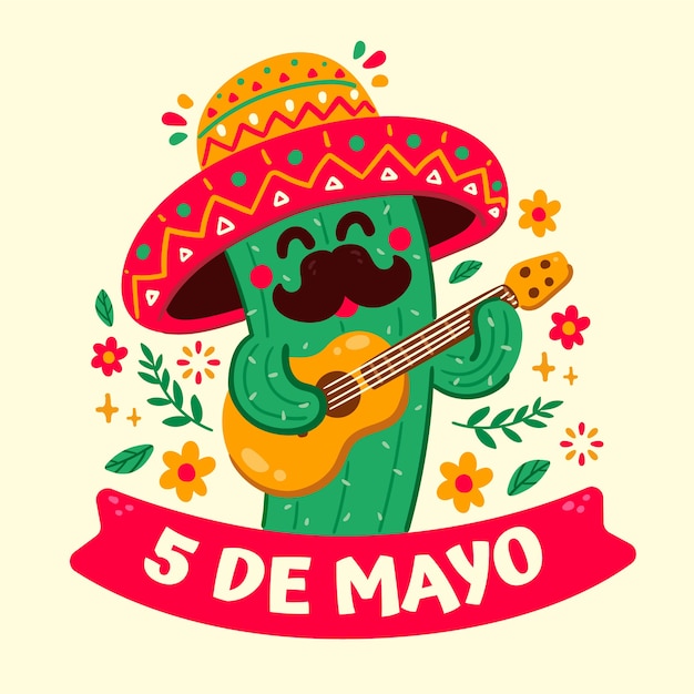 Vettore gratuito illustrazione di cinco de mayo piatto