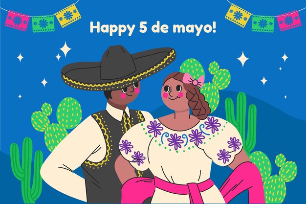 플랫 cinco de mayo 그림