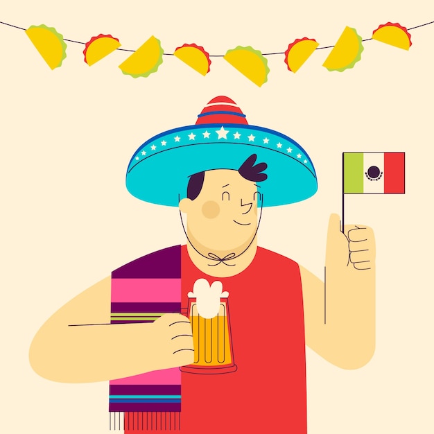 Vettore gratuito illustrazione di cinco de mayo piatto