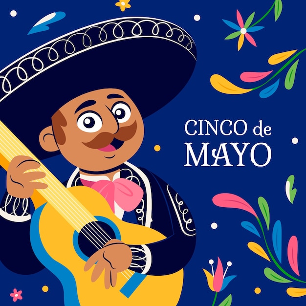 Vettore gratuito illustrazione piana di cinco de mayo