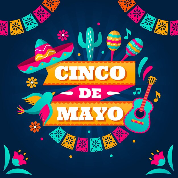 플랫 cinco de mayo 그림