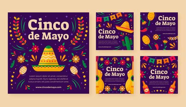 flat cinco de mayo instagram posts collection