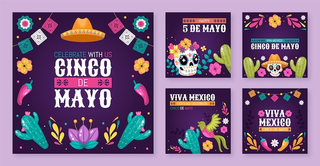 플랫 cinco de mayo 인스타그램 게시물 모음