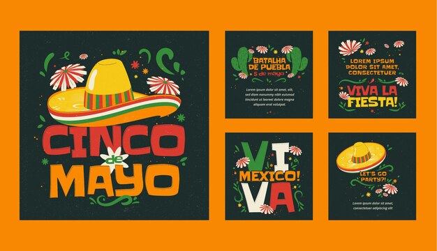 Коллекция постов в инстаграме Flat cinco de mayo