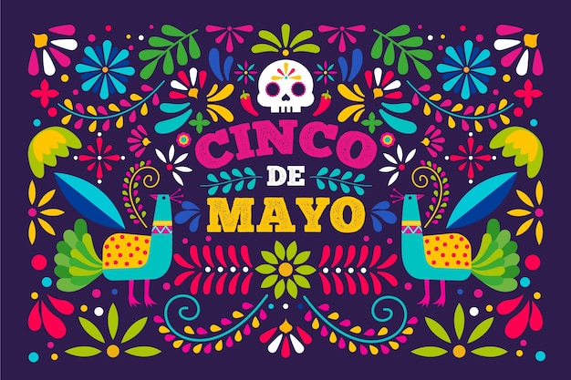 Free vector flat cinco de mayo mexican background