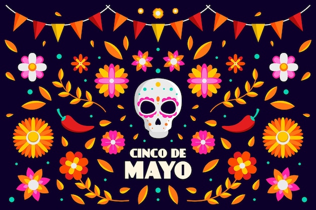 평면 cinco de mayo 멕시코 배경