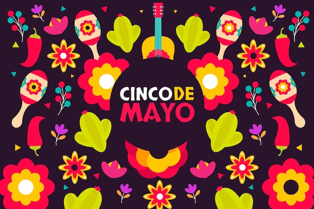 평면 cinco de mayo 멕시코 배경