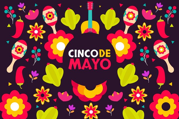 평면 cinco de mayo 멕시코 배경