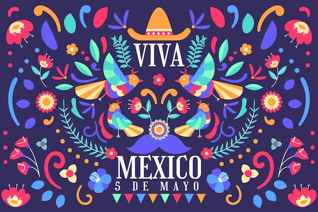 Flat cinco de mayo mexican background