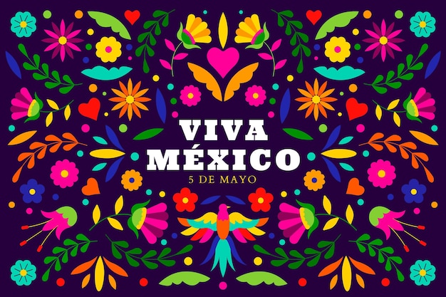 평면 cinco de mayo 멕시코 배경