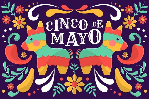 평면 cinco de mayo 멕시코 배경