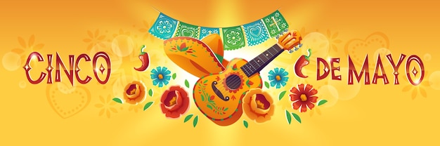 무료 벡터 평면 cinco de mayo 멕시코 배경