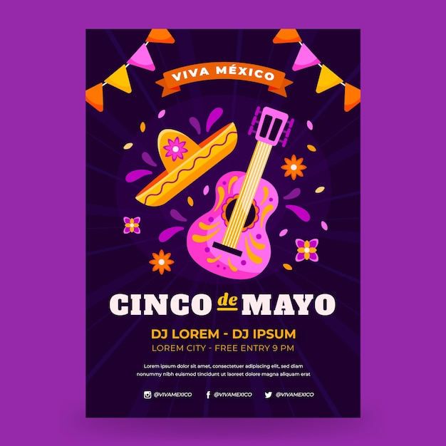 Flat cinco de mayo vertical poster template