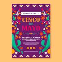 Free vector flat cinco de mayo vertical poster template