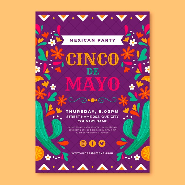 flat cinco de mayo vertical poster template