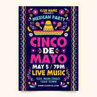 Free vector flat cinco de mayo vertical poster template