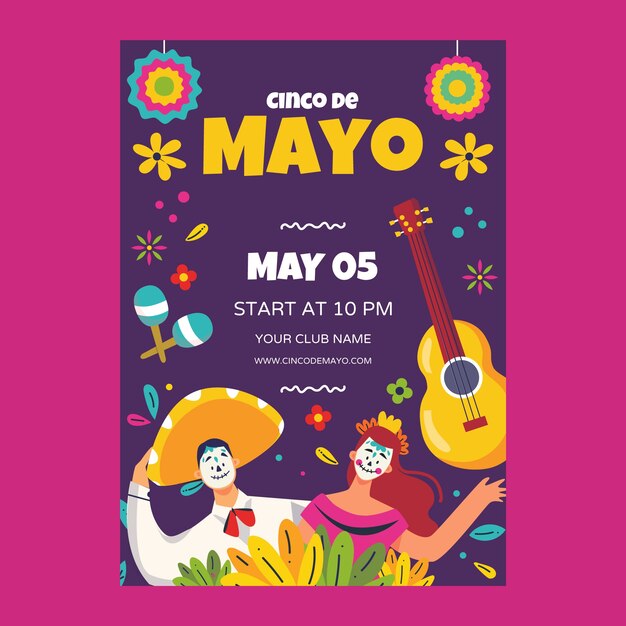 Flat Cinco De Mayo Vertical Poster Template