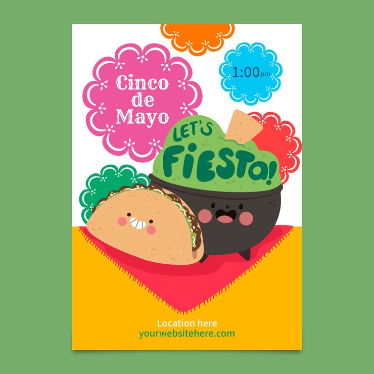 무료 Vector flat cinco de mayo 수직 포스터 템플릿