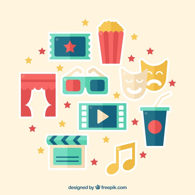 Free vector flat cinema element set