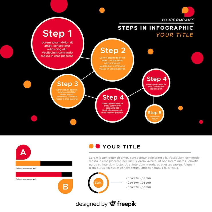 Free Vector flat circles infographic steps