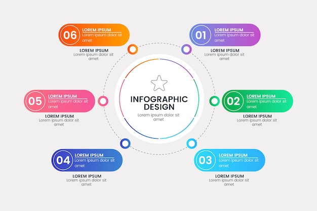 Плоская круговая диаграмма инфографики шаблон