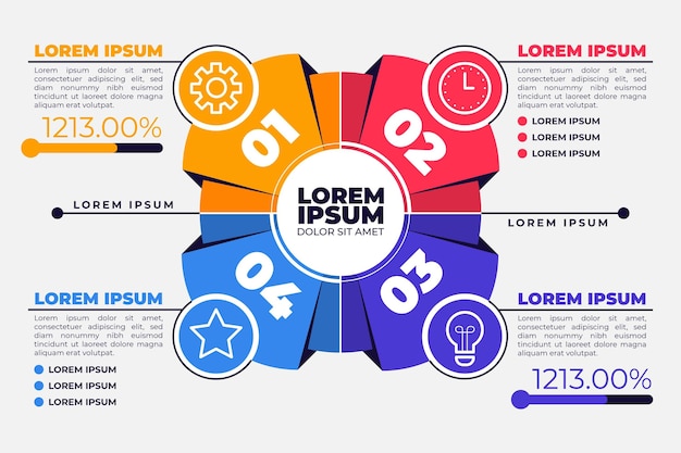 Free vector flat circular diagram infographic template