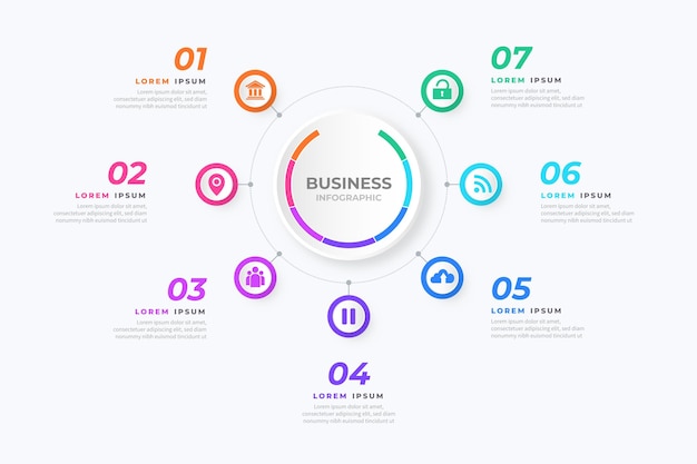 평면 원형 다이어그램 infographic 템플릿