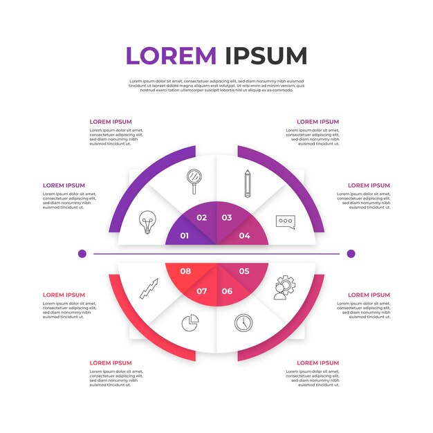 평면 원형 다이어그램 infographic