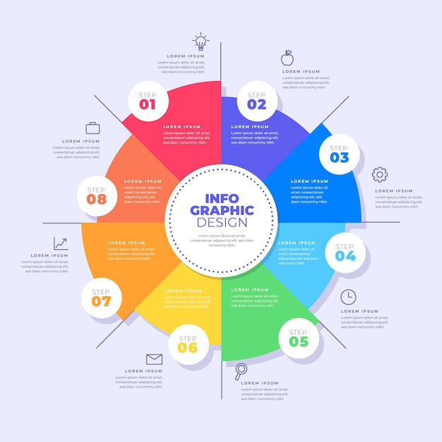 Плоская круговая диаграмма инфографики