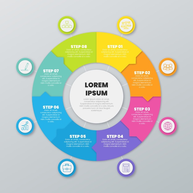 Vettore gratuito infografica diagramma circolare piatto