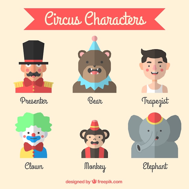 Flat circus characters