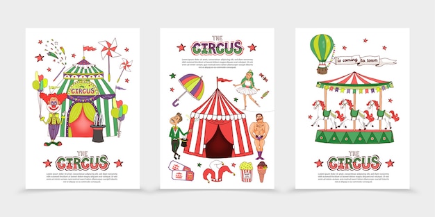 Free vector flat circus posters