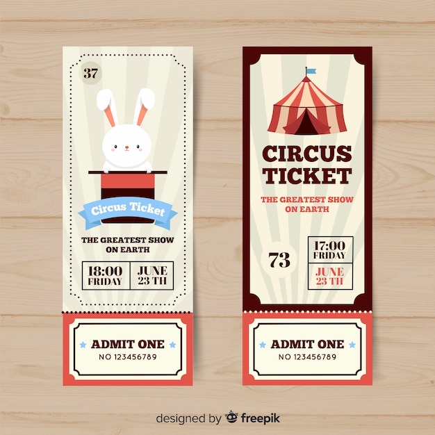 Free vector flat circus ticket template