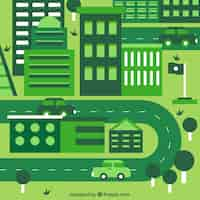 Free vector flat city in green tones