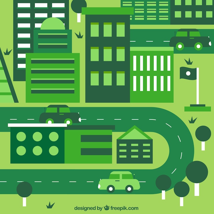 Free Vector flat city in green tones