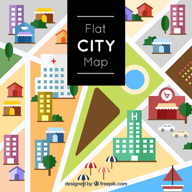 Flat city map design