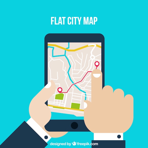 Free vector flat city map on ipad screen