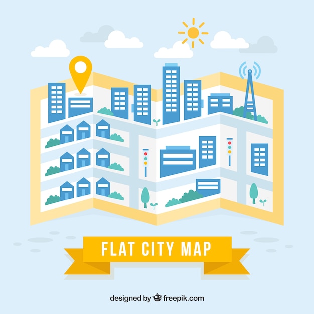 Vettore gratuito mappa della città piatta