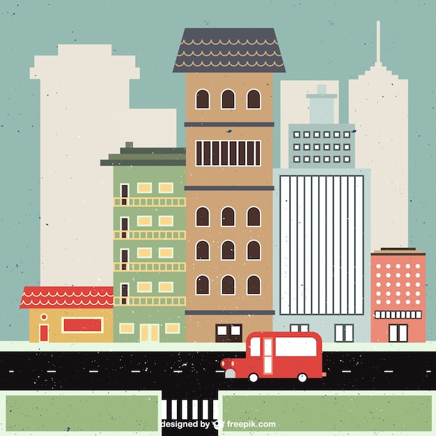 Free vector flat cityscape illustration