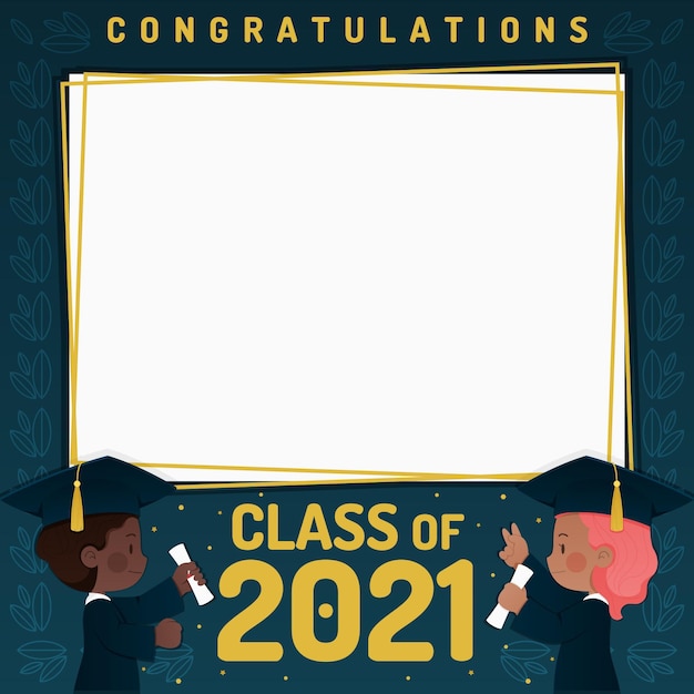 Free vector flat class of 2021 frame template