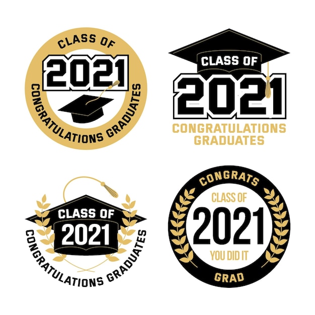 Free vector flat class of 2021 label collection