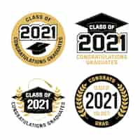 Free vector flat class of 2021 label collection