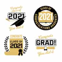 Free vector flat class of 2021 label collection