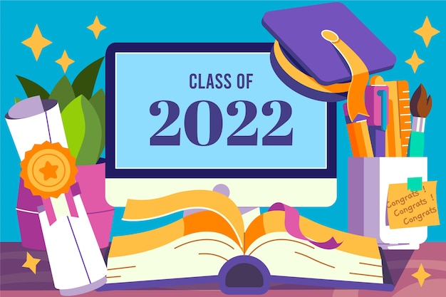 Free vector flat class of 2022 background