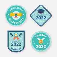 Free vector flat class of 2022 badges collection