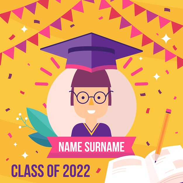 Free vector flat class of 2022 frame template